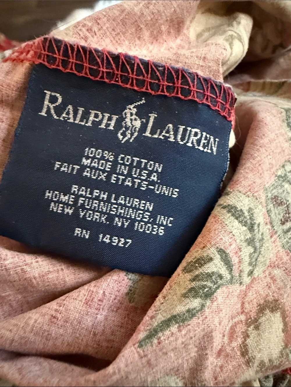 Pair of Vintage Ralph Lauren King Pillowcases Floral Ruffle Edge